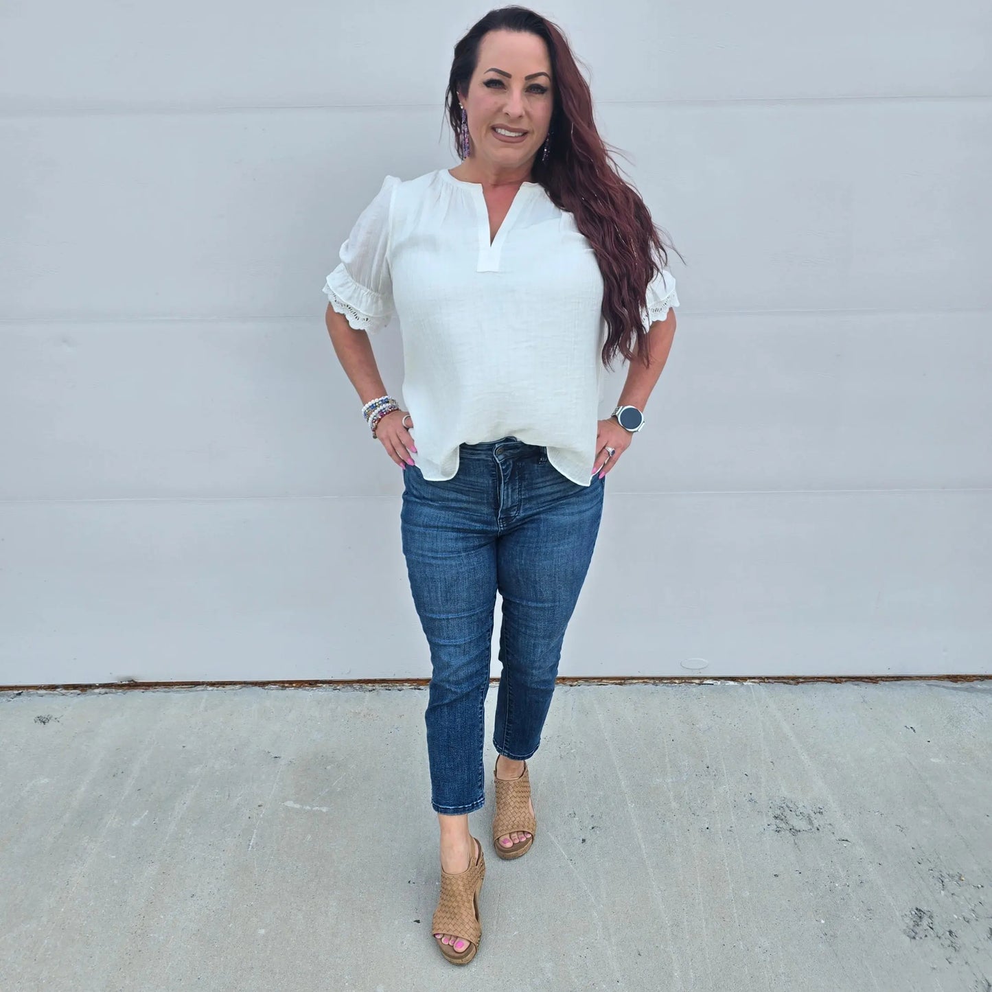 white gauze vneck current air