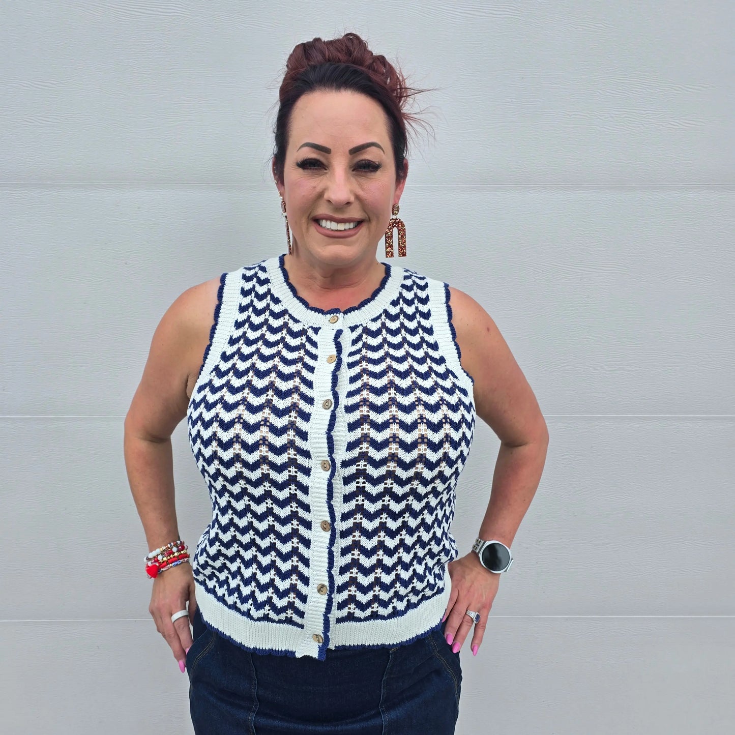 Sleeveless Blue Chevron Sleeveless Staccato