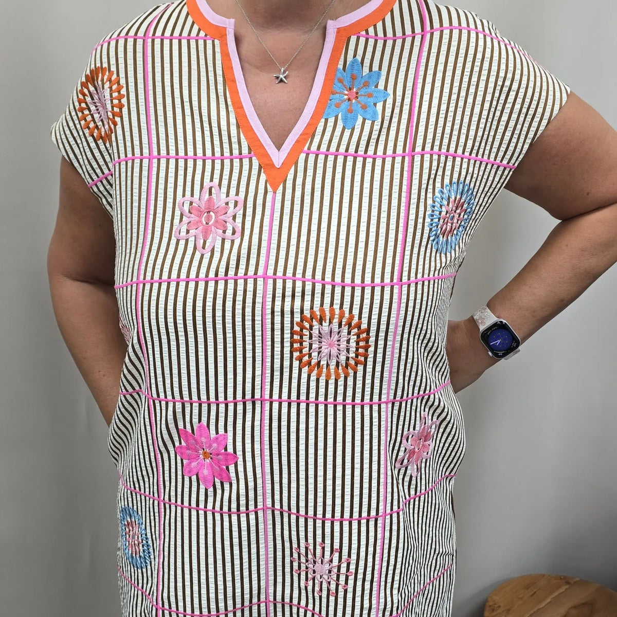striped dress THML