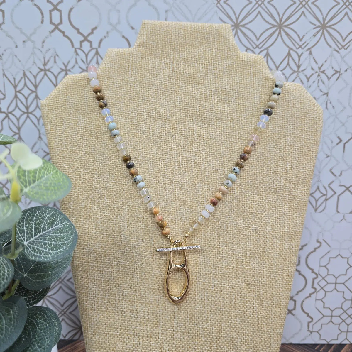 Rives Stone and Crystal Pendant Necklace Caroline Hill