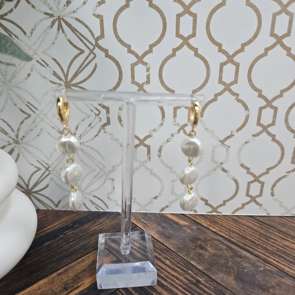 Makena Linear Pearl Dangle Earring Caroline Hill