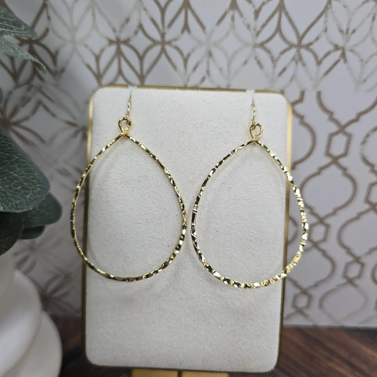 Griffith Textured Teardrop Hoop Earring Caroline Hill