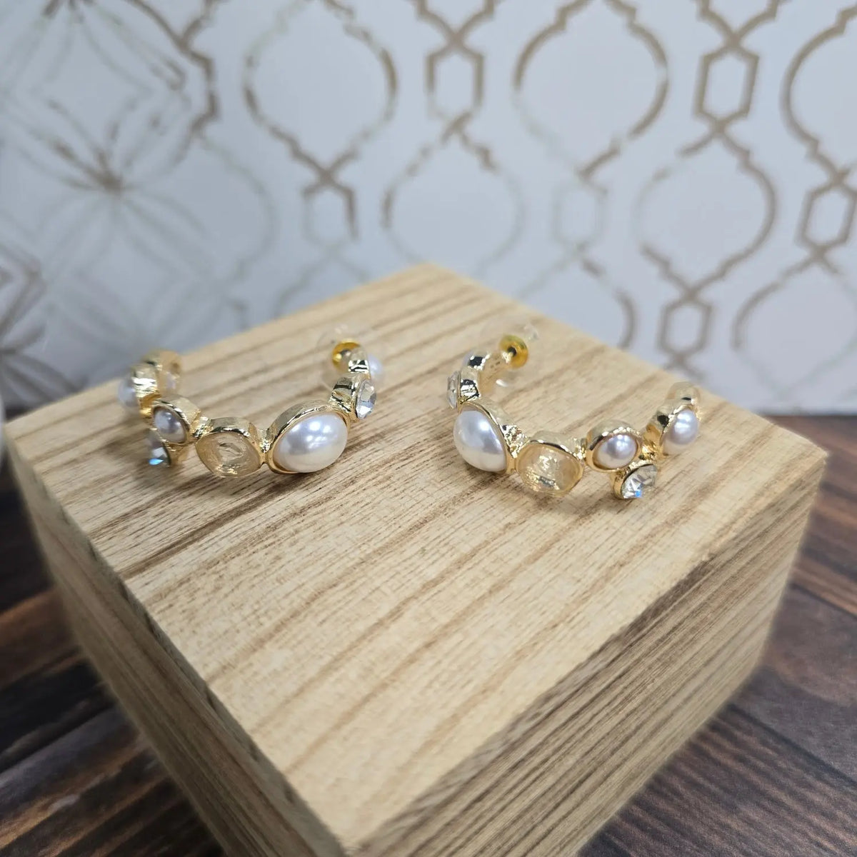 Newport Pearl Stone Hoop Earring Caroline Hill