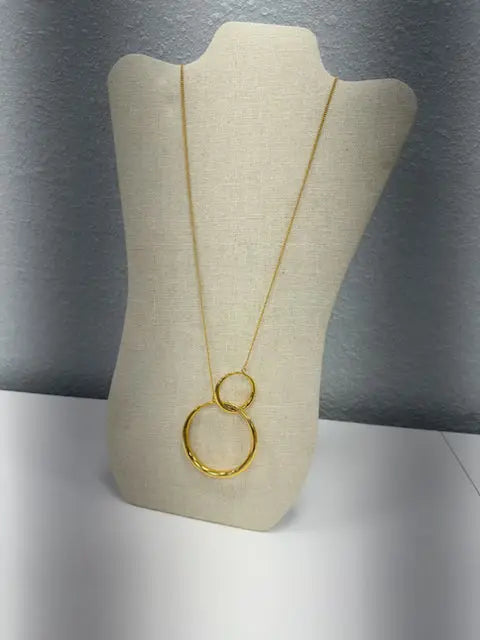 Gold or Silver Circle Pendant Long Necklace Zenzii