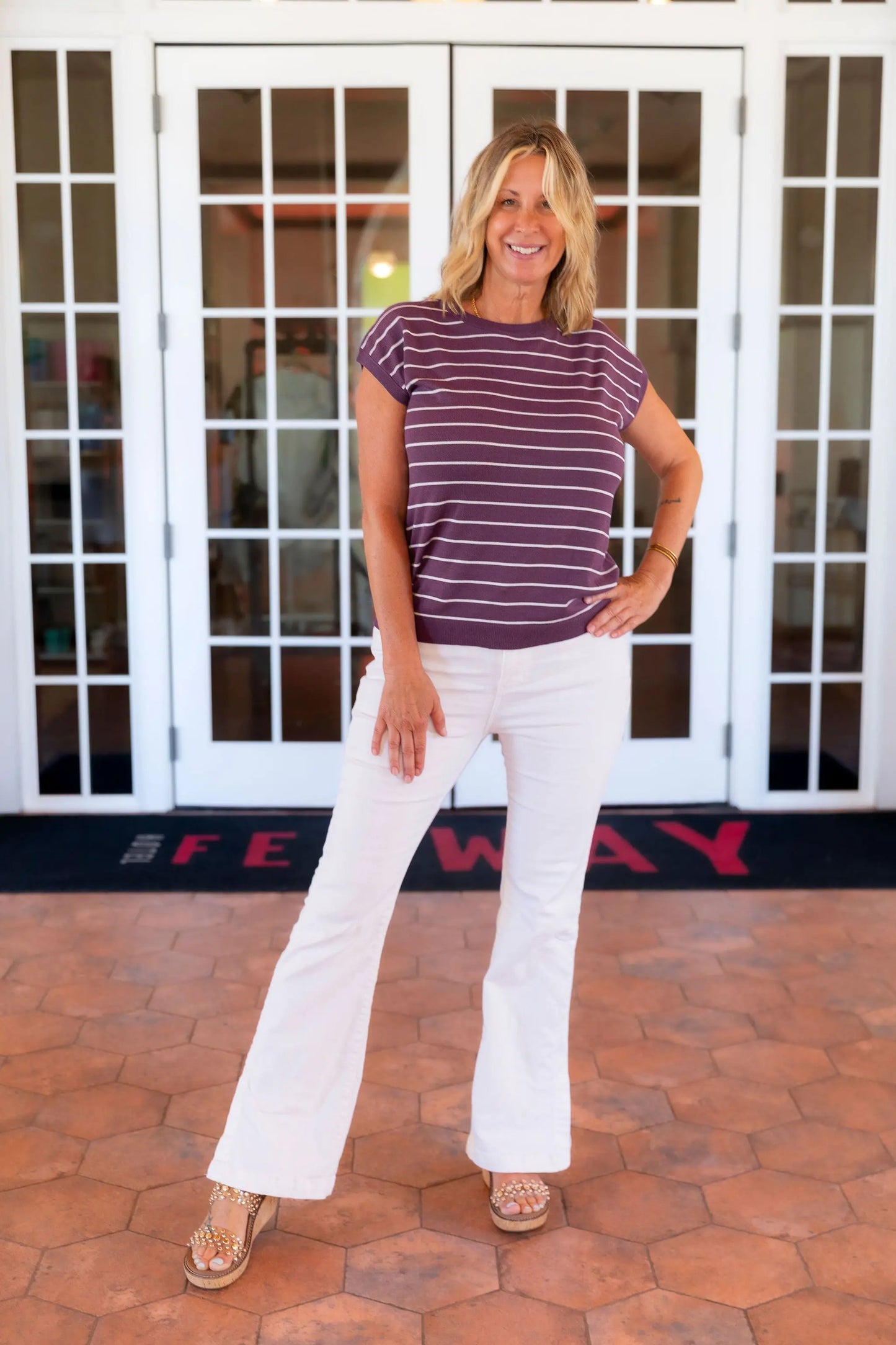 Eggplant Striped Cap Sleeve Staccato