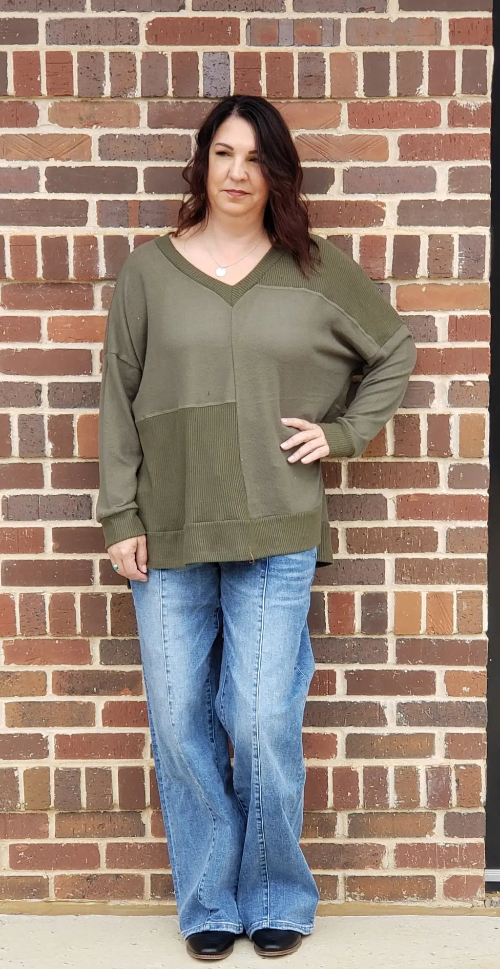 Vneck Fuzzy Shirt White Birch