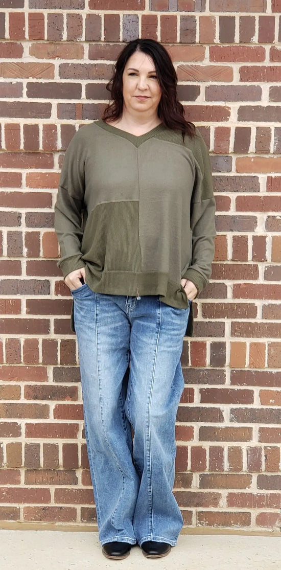 Vneck Fuzzy Shirt White Birch