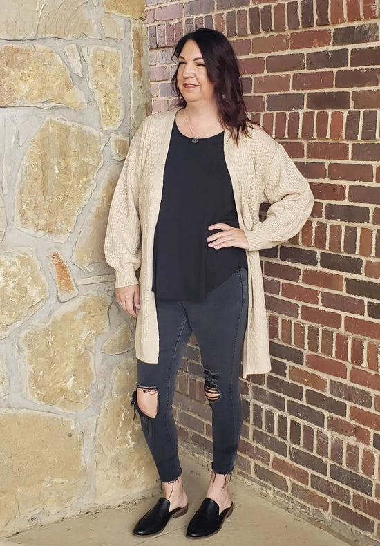 Beige Cable Cardigan Mountain Valley Trading