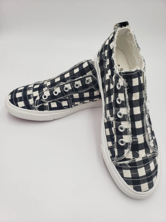 Black Gingham Slip on Shoes Corky's