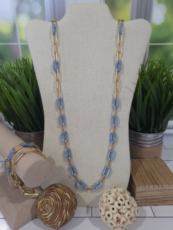 Marbled Resin/Paperclip Chain Necklace Zenzii