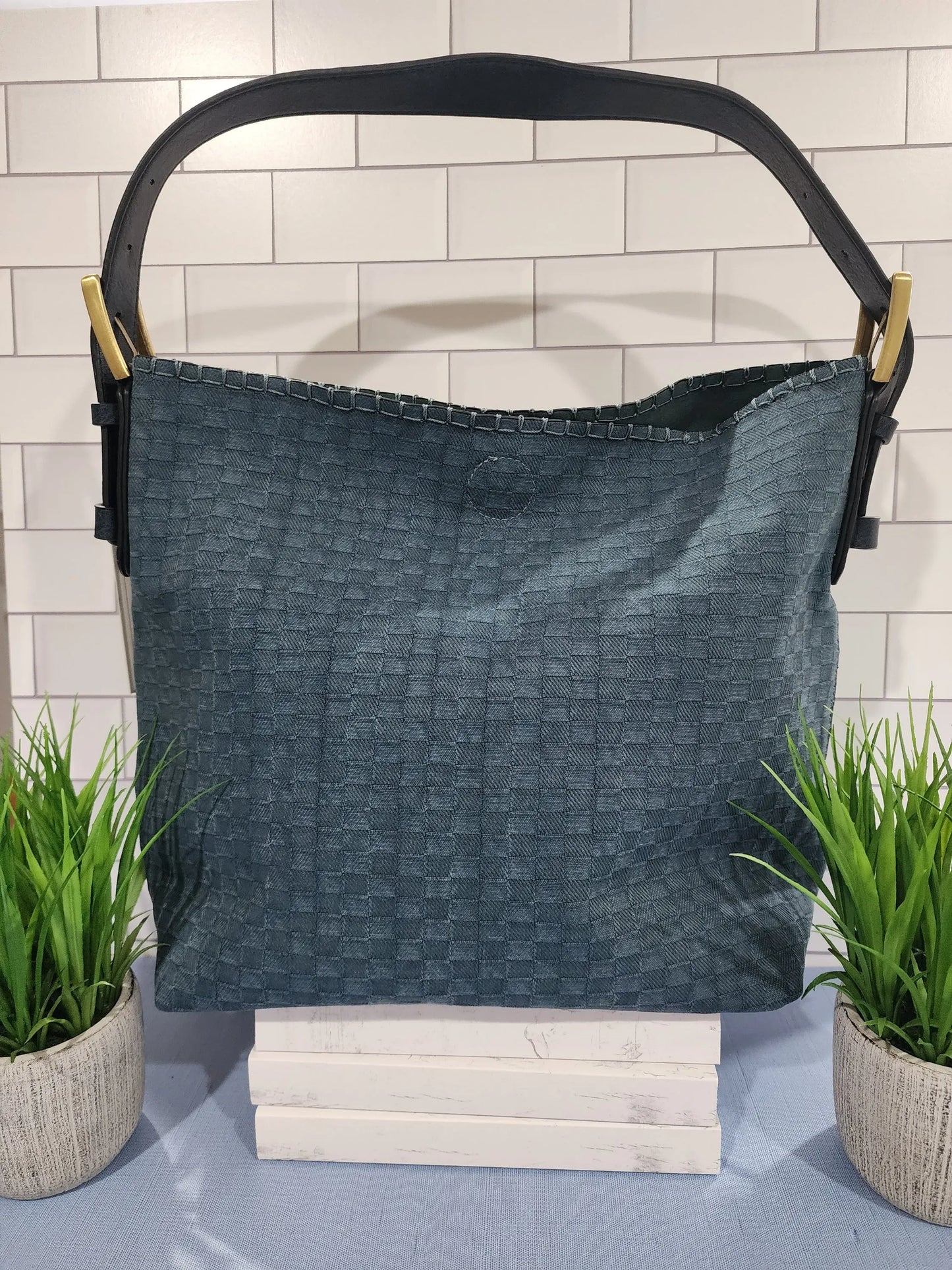 Alexa Checkered 2-in-1 Hobo Bag w/Dual Compartments Jen & Co