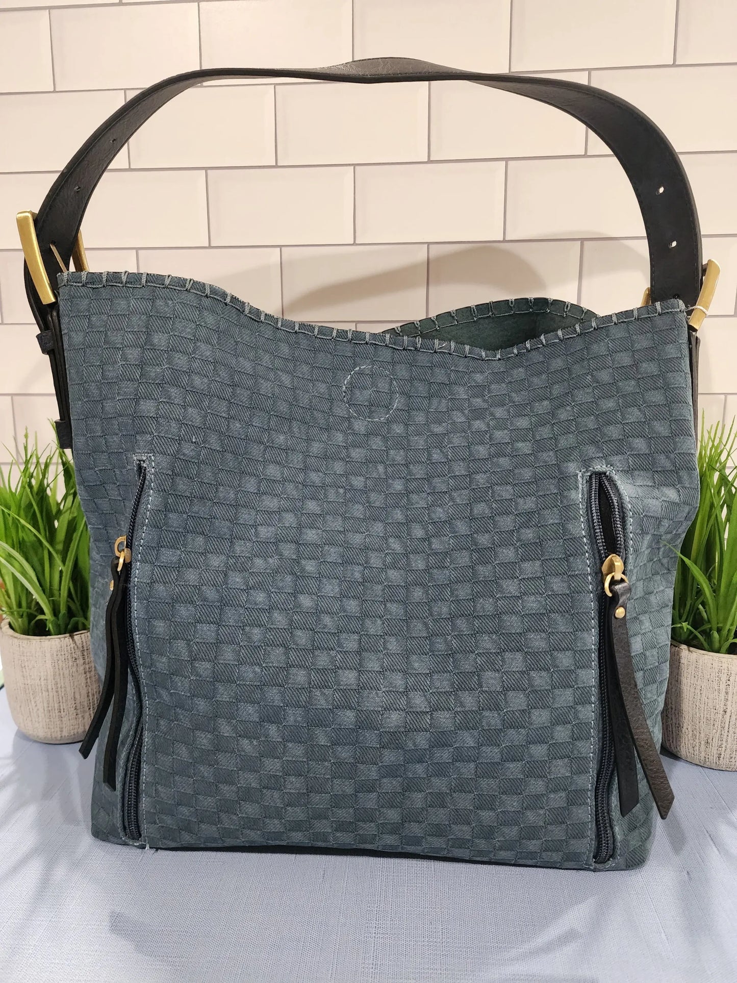 Alexa Checkered 2-in-1 Hobo Bag w/Dual Compartments Jen & Co