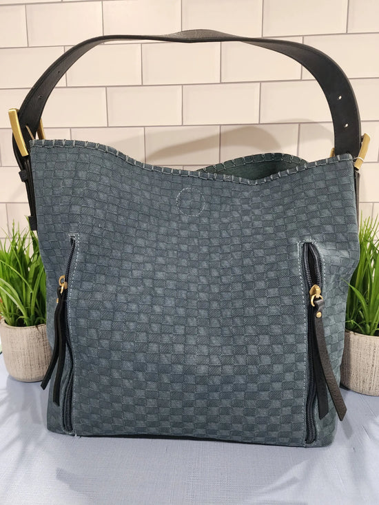 Alexa Checkered 2-in-1 Hobo Bag w/Dual Compartments Jen & Co