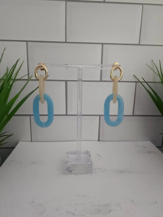 Light Blue& Gold Link Earrings Zenzii