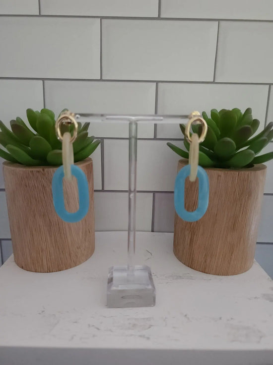 Light Blue& Gold Link Earrings Zenzii