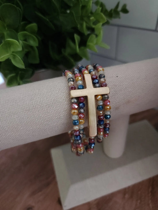 Multi Bead Cross Bracelet What's Hot