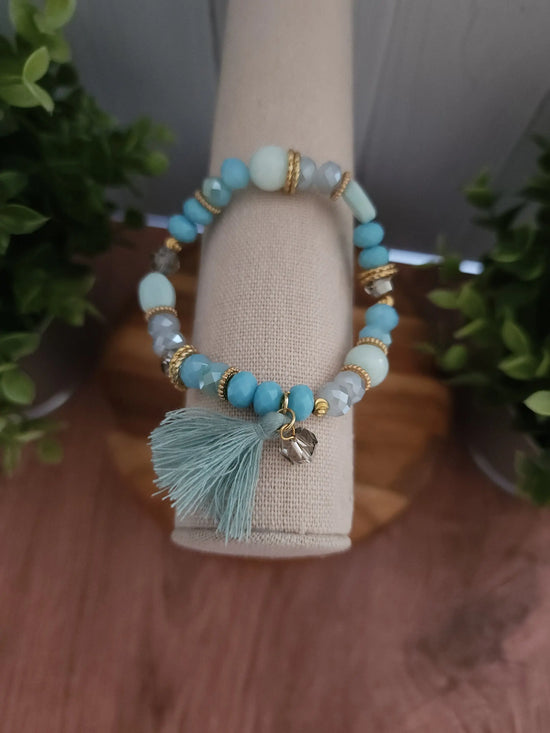 Teal & Gold Beaded Bracelet Suzie Q