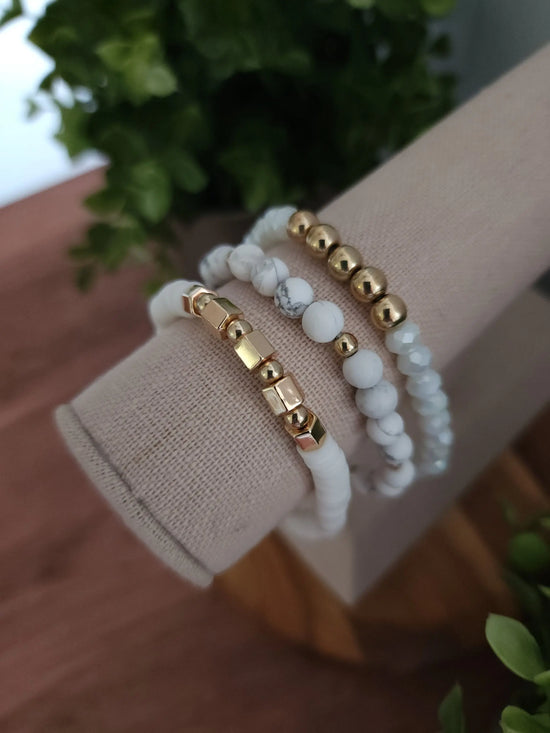 3 strand white & gold set What's Hot