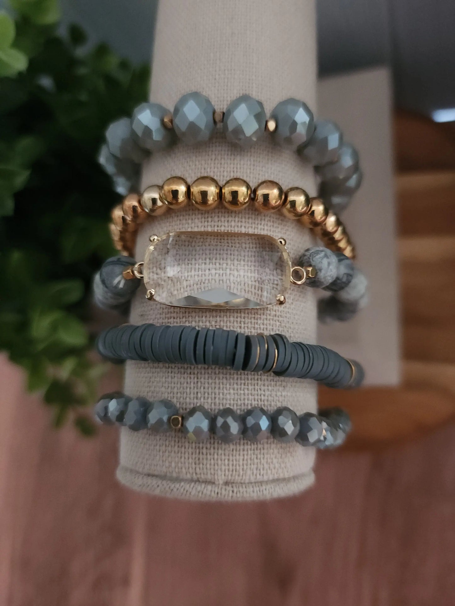 Grey & Gold Bracelet Set What's Hot