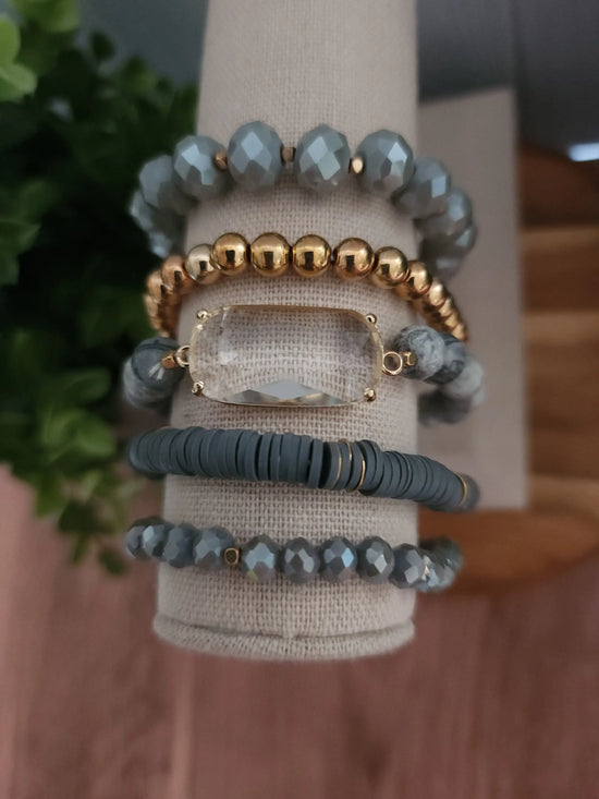 Grey & Gold Bracelet Set What's Hot