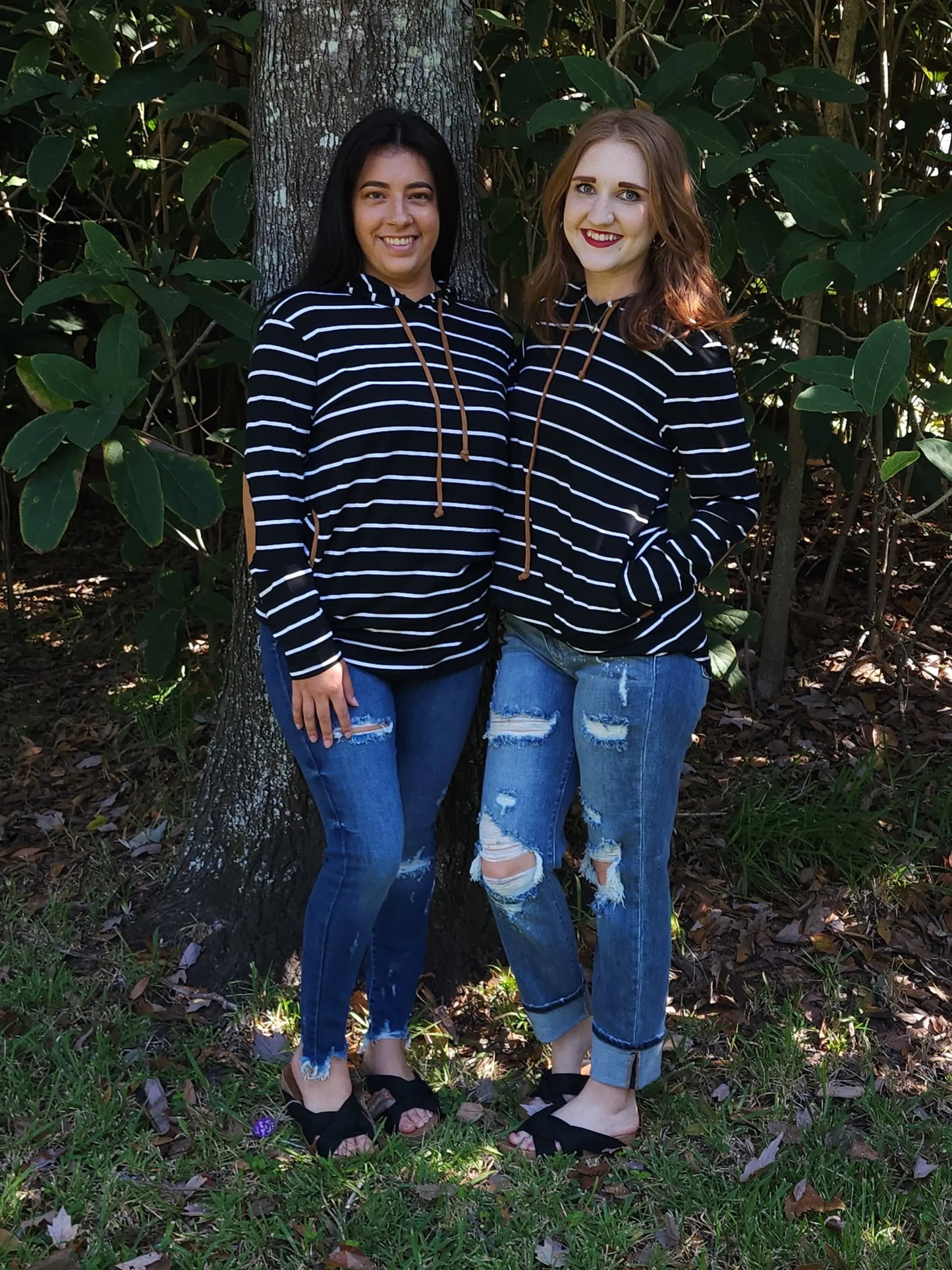 Striped Hoodie w/elbow patch Your fashion