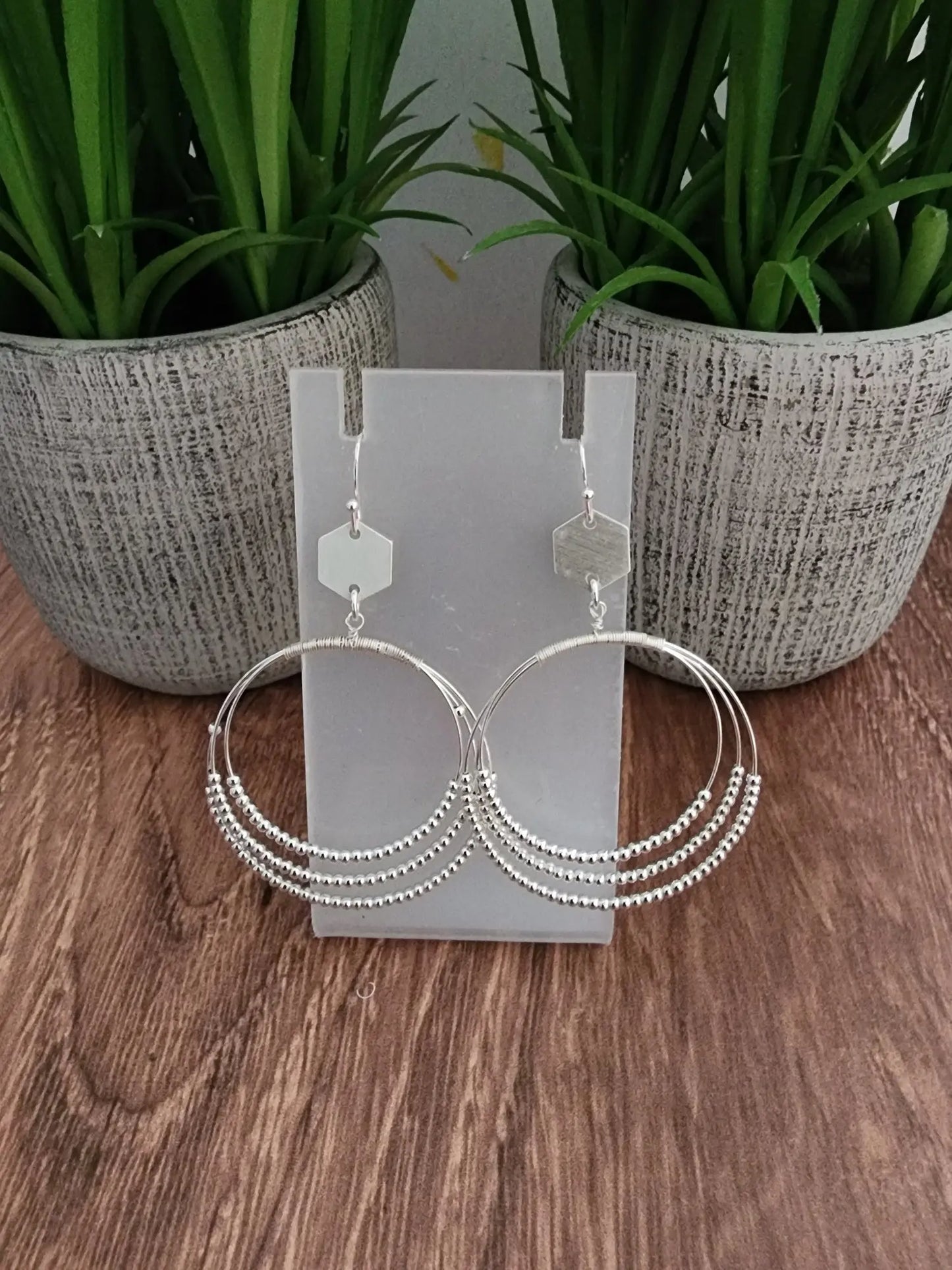 Triple beaded circle earrings What's Hot