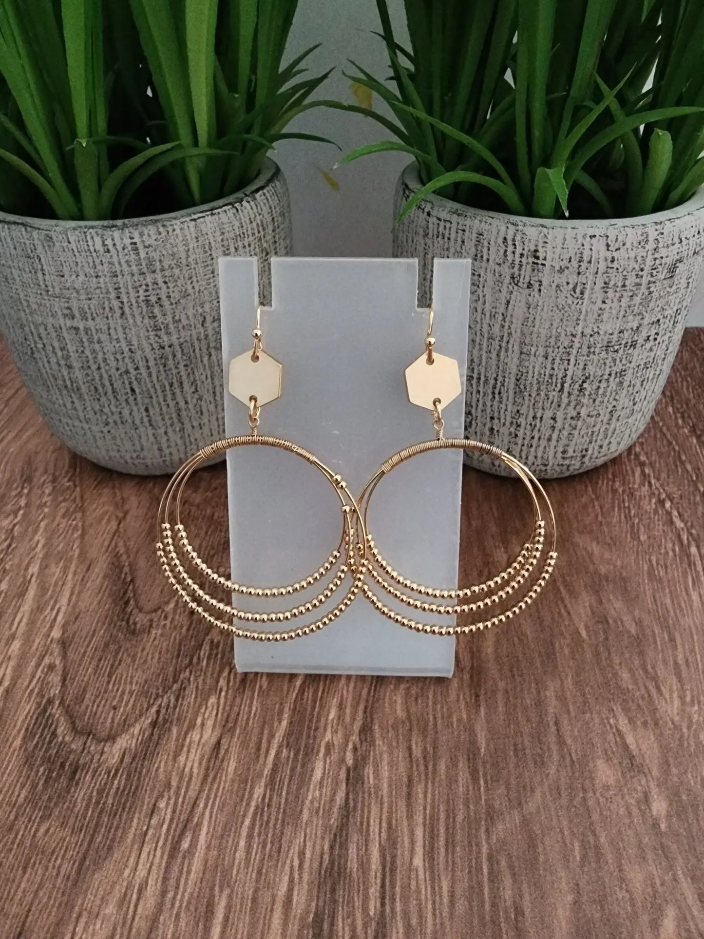 Triple beaded circle earrings What's Hot