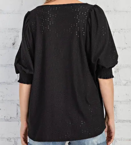 Eyelet Ruffle Sleeve Top FSL